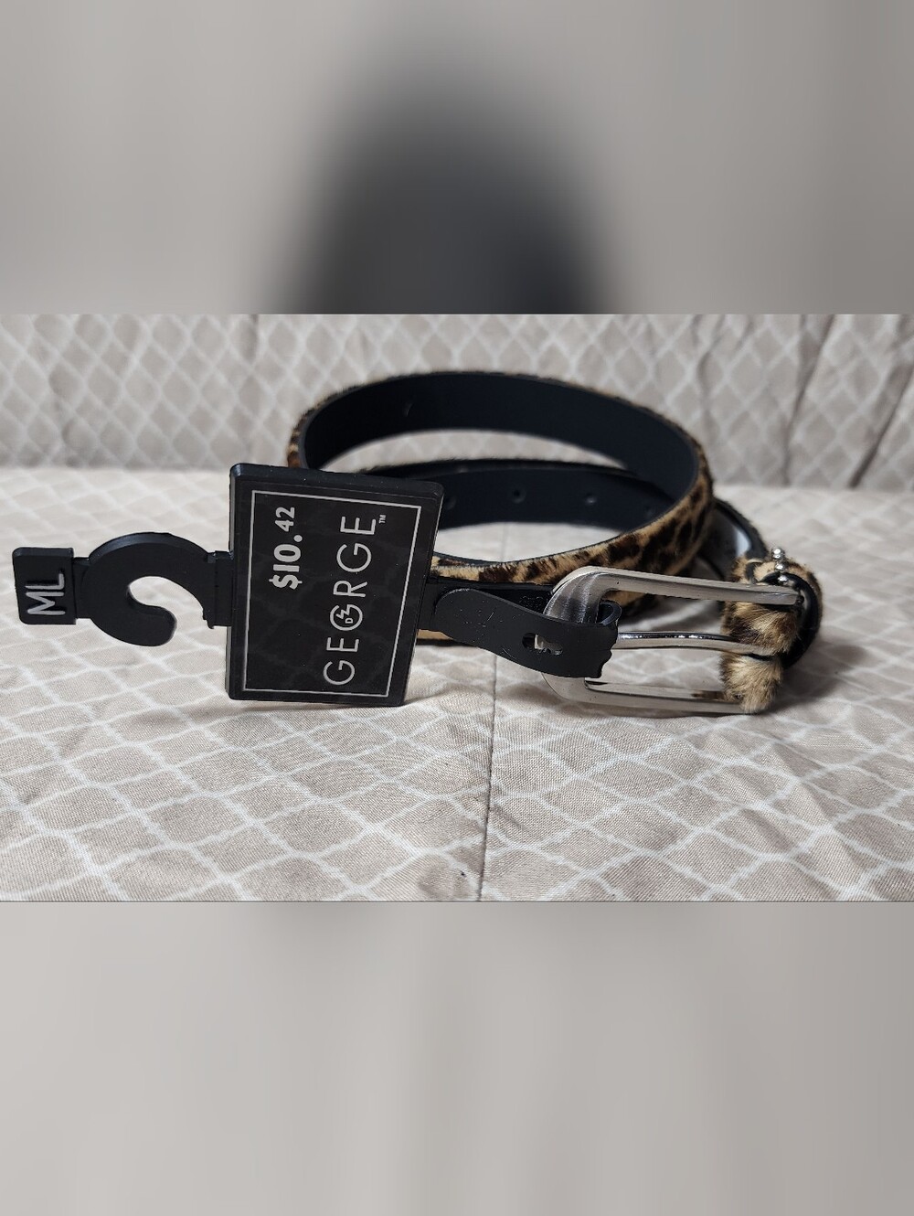NWT George Skinny Leopard Print Leather Belt Women's Medium